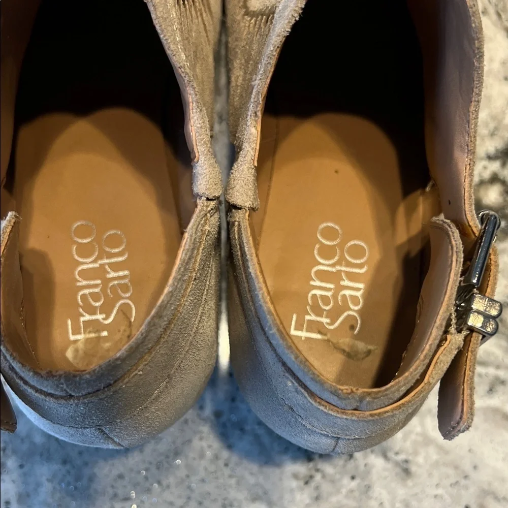 Franco Sarto Tan Pleated Ankle Booties Size 6.5